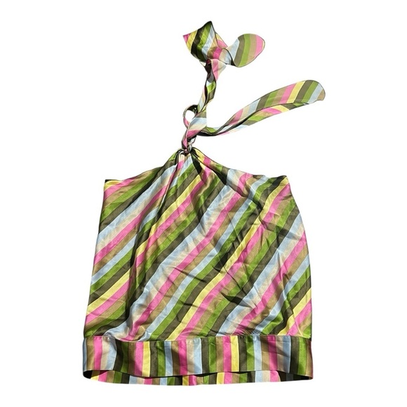 TOM K NGUYEN Tops - Tom K  Nguyen- Colorful silk Striped Halter Top